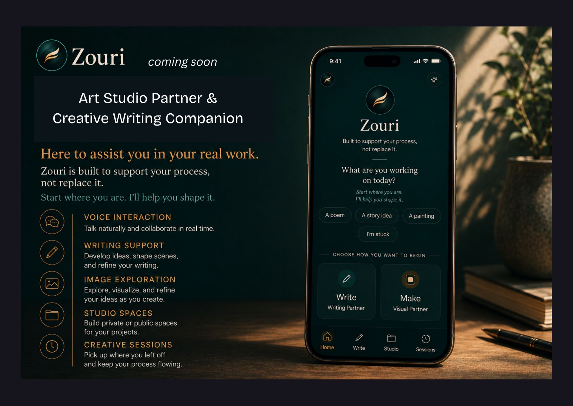 Zouri — Art Studio Partner & Creative Writing Companion
