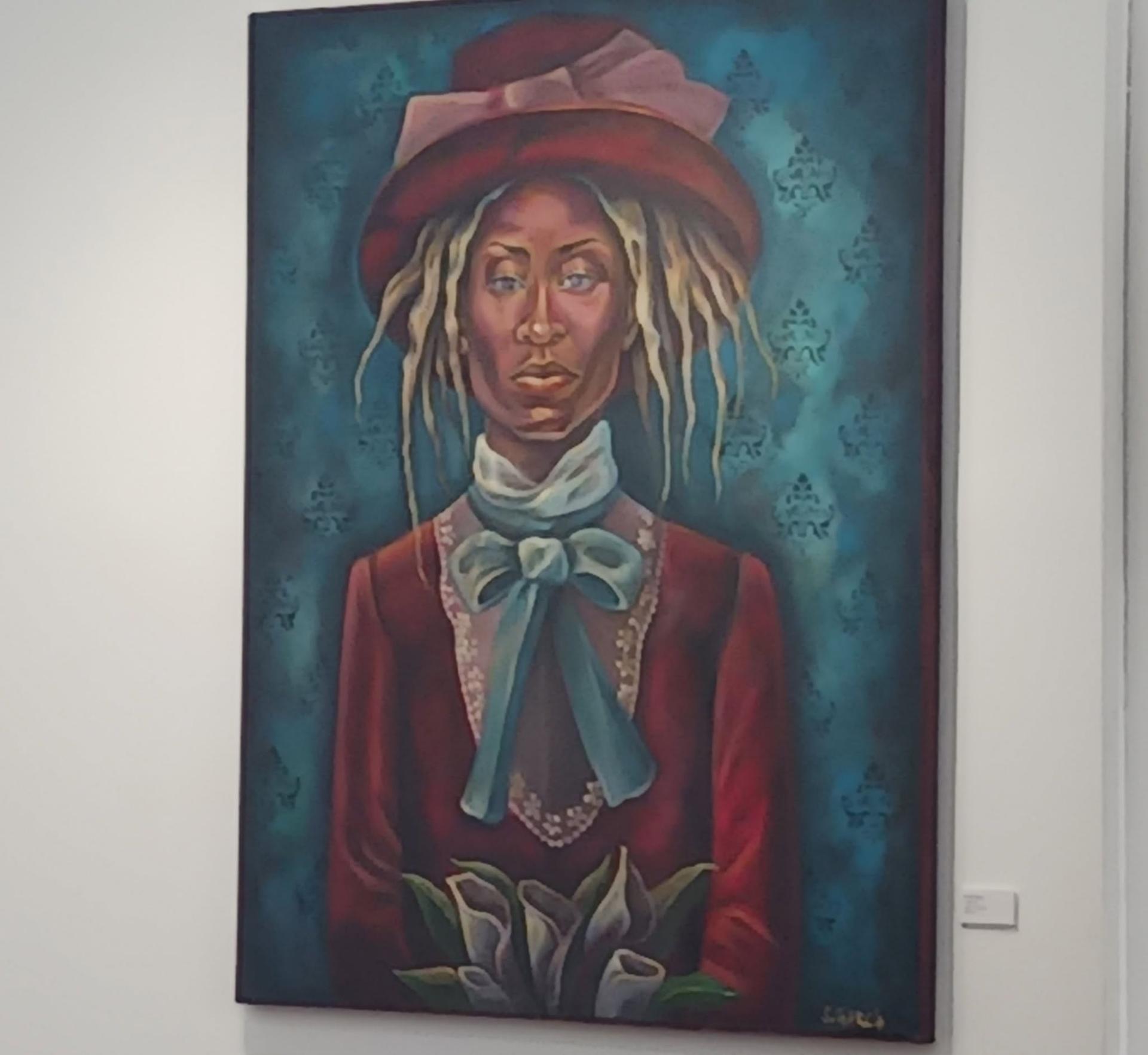Close-up of painting "Valentine" by Sheena Garcia